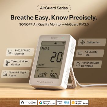 Sonoff Matter Over Wi-Fi Air Quality Monitor AirGuard PM2.5 / PM10 (SAWF-07P) — 2