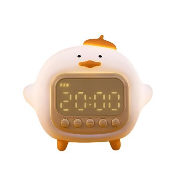 Cute Series Night Light Alarm Clock Tapping Duck, White — 2