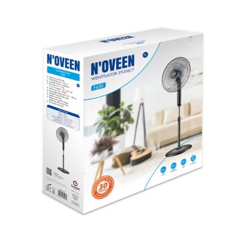 NOVEEN Standing Fan F450 16"/40cm/45W, Black — 2