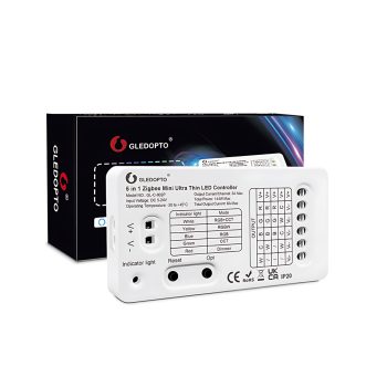 Gledopto ZigBee Pro Ultra Thin Mini 5in1 LED Strip Controller CCT/RGB/RGBW/RGBCCT/Single Color (GL-C-002P(6A/CH)), DC5~24V, 6A/CH, max 144W output — 2