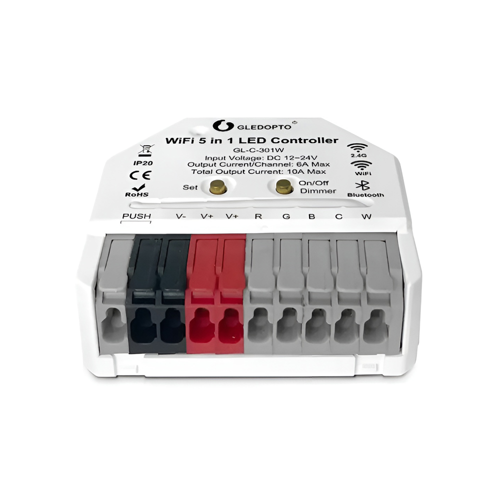 Gledopto ZigBee Pro+ 5in1 Ultra mini LED Controller CCT/RGB/RGBW/RGBCCT/Single Color (GL-C-301P), DC12~24V, 6A/CH, max 10A output Gledopto ZigBee Pro+ 5in1 Ultra mini LED Controller CCT/RGB/RGBW/RGBCCT/Single Color (GL-C-301P), DC12~24V, 6A/CH, max 10A output — 2