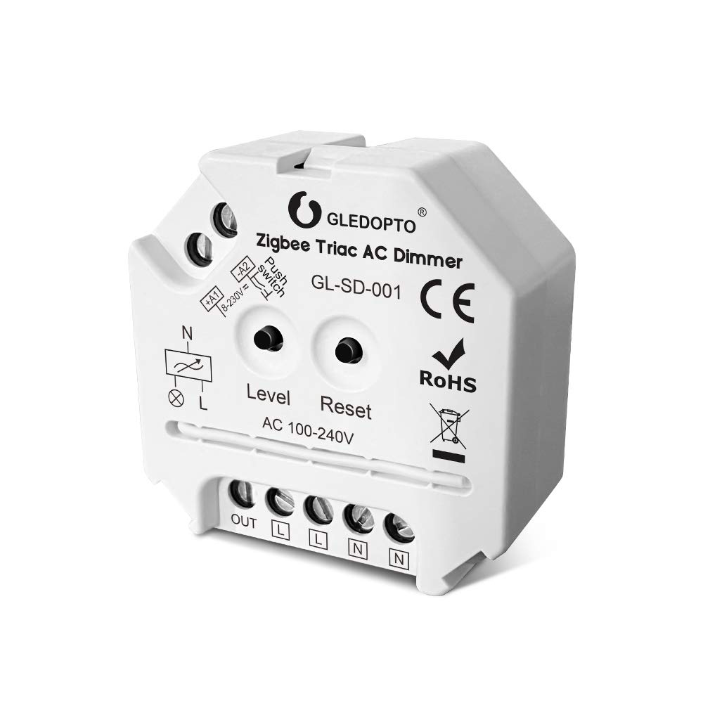 Gledopto ZigBee Pro Triac AC / Trailing Edge Dimmer (GL-SD-001), AC100~240V, max 400W power loaded, 1 Channel Gledopto ZigBee Pro Triac AC / Trailing Edge Dimmer (GL-SD-001), AC100~240V, max 400W power loaded, 1 Channel