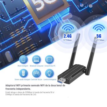 High-Speed USB 3.0 Wi-Fi 6 Adapter, 1800Mbps — 2