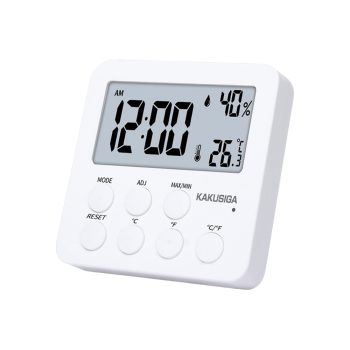 KAKU 3-in-1 Indoor Digital Clock & Hygrometer, White