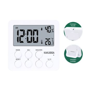 KAKU 3-in-1 Indoor Digital Clock & Hygrometer, White — 2