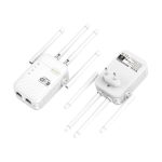 BAVIN Wi-Fi Signal Booster 1200Mbps, Dual Band (2.4G + 5G), 4 External Antennas, AP/Repeater Mode, White