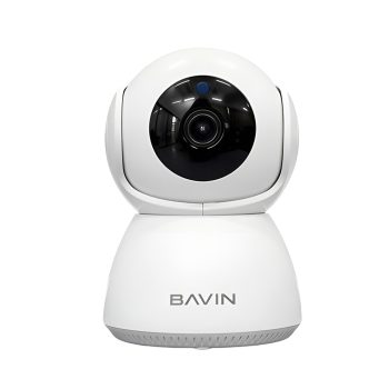 BAVIN Home Smart Wi-Fi Camera 3MP, PTZ (Human Tracking), Two-Way Audio, With Charger & Bracket, White