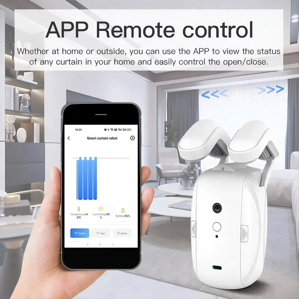 Smart Curtain Motor Electric Cornice WiFi Rechargeable 4000mAh, White Smart Curtain Motor Electric Cornice WiFi Rechargeable 4000mAh, White — 3