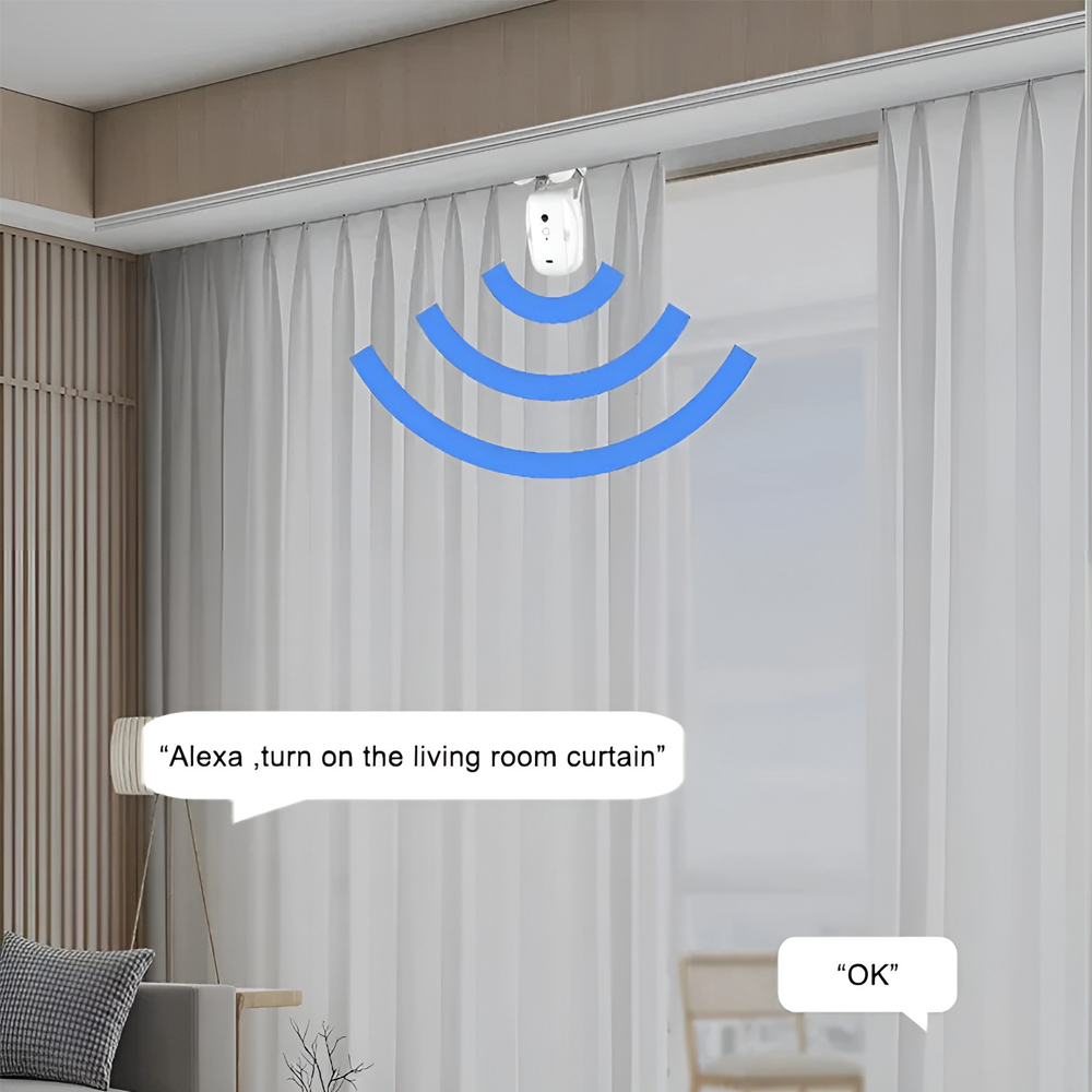Smart Curtain Motor Electric Cornice WiFi Rechargeable 4000mAh, White Smart Curtain Motor Electric Cornice WiFi Rechargeable 4000mAh, White — 4