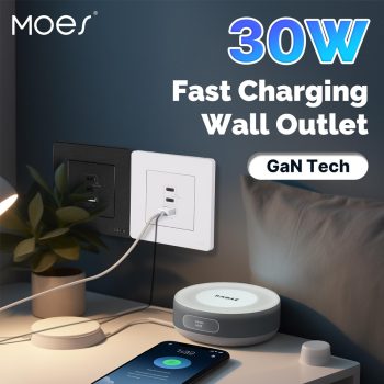 Moes Star Ring Socket 30W GAN 3 Ports (2*Type C+1*USB-A), White — 2