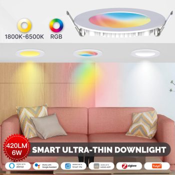 Moes ZigBee LED Downlight Spot 1800K-6500K RCB+C+W, 420lm, Beam Angle 120°, 6W — 2